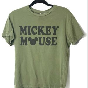 Mickey Mouse  T-Shirt -Youth Green/Black Short Sleeve  Size XS
